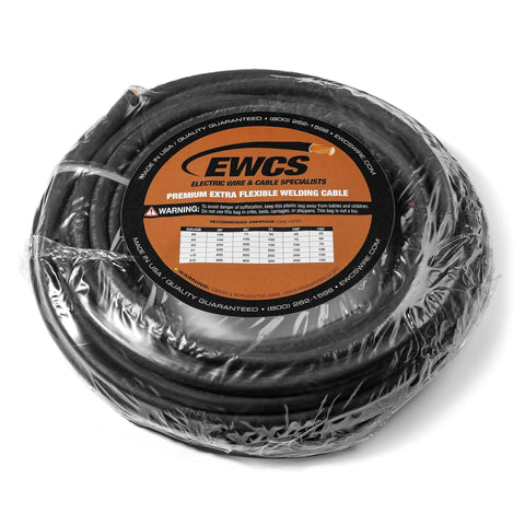 2 Gauge Premium Extra Flexible Welding Cable 600 Volt Black 25 Feet Made In USA Sunlight Resistant Water Resistant Highly Flexible 30 Gauge Copper Strands Ships As A Coil