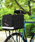 Budget Friendly Rack Trunk Bag With Blinker Loop And Four Point Hook And Loop Attachment, Cordura Fabric, on blue bicycle