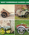Four garden carts with 20 Inch Flat Free Tire And Wheel With Three Quarter Inch And Five Eighth Inch Bearings Replacement Wheels.