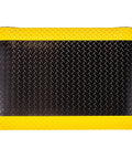 Rugged Workhorse Industrial Heavy Duty Vinyl Anti Fatigue Floor Mat With Diamond Tread For Secure Footing And Cushioned Comfort Thick Sponge Backing 2 By 3 Feet Black With Yellow Border