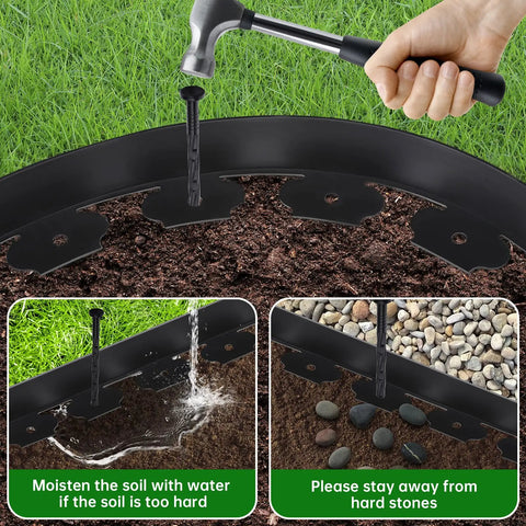Installing No Dig Garden Edging Border Kit 20 ft long, 2 inch tall plastic lawn edge with stakes and connectors for landscaping