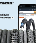 Display showing Schwalbe tire range, with focus on Aerothan Tube Ultra Lightweight TPU Bicycle Inner Tube For MTB Mountain Bikes Trekking Gravel Cargo.