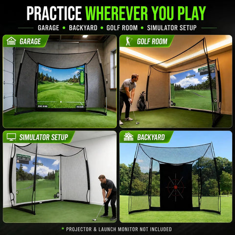 11 X 8 Ft Golf Net With HD Impact Screen And Target Cloth Five Ply Impact Resistant Netting Indoor Outdoor Backyard Use