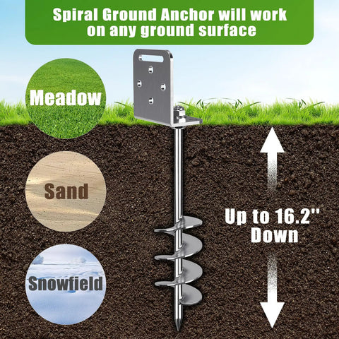 6 Pack 18 Inch Screw In Ground Anchors For Trampolines And Outdoor Play Equipment Fully Welded 2.7 Inch Wide Spiral Earth Anchors