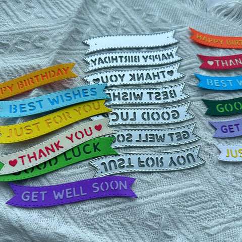 Banner Sentiment Scrapbooking Die Cuts Set with Layered Stitching Frame Dies for Card Making and Paper Crafts phrases