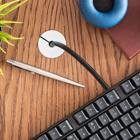Top Tier Silicone Cable Grommet Kit Makes Your Wall Or Desk Look Super Clean And Totally Sleek With Zero Tools Needed For Easy Installation On Any Setup Right Now, white silicone desk grommet with cable
