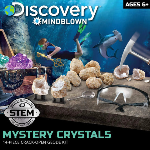 Crack Open Real Quartz Geodes Kit With Goggles, Magnifying Glass, And Display Stands For STEM Geology Learning For Kids Ages 6 And Up Educational Crystal Hunt Activity Set Gift 14-piece kit