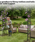 Extra Large Garden Arch Trellis Heavy Duty Galvanized Metal Driveway Archway with climbing plants in garden setting