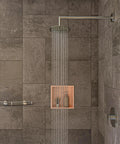 Shower Niche In Brushed Copper 12 X 12 X 4 Inches, Waterproof Bathroom Storage for Shampoo, installed in tiled shower wall