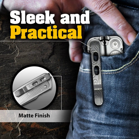 Fly Titanium Tc4 Pocket Clip Upgrade For Leatherman Free T And P Series Plus Arc Bond And Curl Multifunction Tools Matte Replacement shown in pocket.
