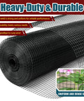 Heavy Duty Black Vinyl Coated Hardware Cloth 1/2 X 48 X 100 Foot 19 Gauge Welded Wire Fence Mesh rolled up for outdoor use.
