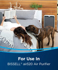Woman reading on bed with dog, air purifier in background, showcasing Pet Pro Filter Pack For Air Purifier Compatible With Air320.