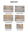 Socket sets from 1024 Piece Master Mechanics Tool Set With Premium Modular Foam Trays And GSX Mobile Tool Storage Built For Pros And Serious DIYers