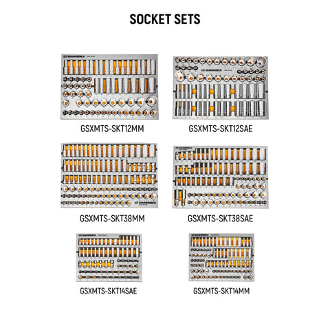 Socket sets from 1024 Piece Master Mechanics Tool Set With Premium Modular Foam Trays And GSX Mobile Tool Storage Built For Pros And Serious DIYers