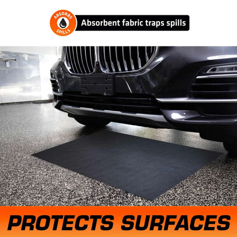 Oil Spill Mat For Garage Floor Protection 30x59 inches under car, no mess absorbent and reusable washable with waterproof backing