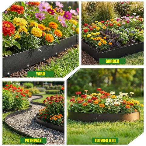 Metal Garden Edging For Landscaping 33 Ft Pack With Wrench And Gloves Included Easy Install Borders For Yard Pathways And Flower Beds