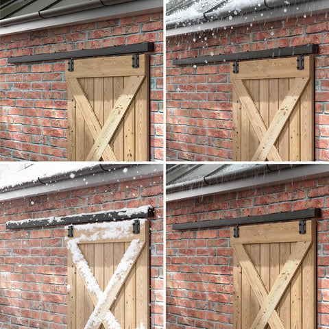 6Ft Box Rail Sliding Barn Door Hardware Kit for Wall Mount Track System Heavy Duty Quiet Operation Easy Install Black Steel