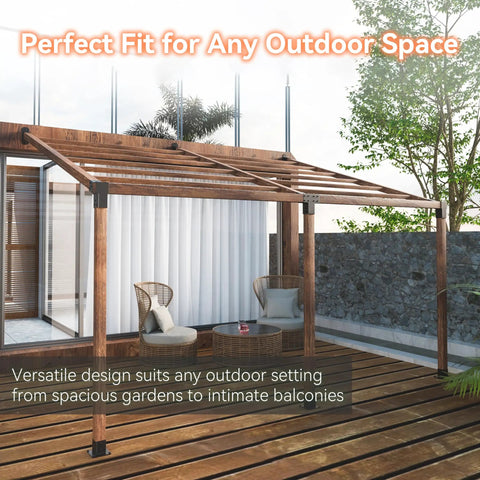 Two Pack Stainless Steel 15 Degree Slanted Roof Pergola Brackets for Wall Mounts 3 Way End Corner Black Outdoor Roof Kit for Pergolas and Firewood Sheds
