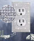 Shiny Silver Rhinestones Wall Plate Cover for Light Switch and Outlet 1 Gang Toggle Decor Dope Sparkle Upgrades Your Home Office