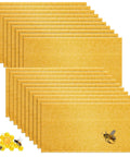 Stack of 20 Pcs Beehive Waxed Coated Foundation Sheets For Bee Frames Portable Plastic Beekeeping Honeycomb Sheets yellow background.