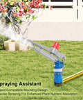 One Inch Aluminum Alloy Agriculture Irrigation Sprinkler Head Built Like A Tank For Rugged Outdoors Large Scale Farming And Heavy Duty Landscaping Rig With Adjustable Spray Angle, mounted on tripod spraying water.