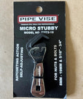 Compact Self Adjusting Pipe Vise With Sweet Ratchet Action And Nifty Contoured Grip For Tight Spots featuring a black and chrome design, ideal for tight spaces.
