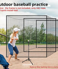Heavy Duty 10x10x35ft Batting Cage Net for Backyard Baseball and Softball All Weather Backstop Barrier Net Easy Install