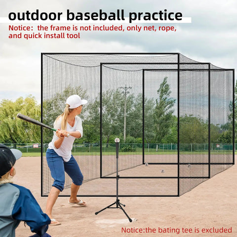 Heavy Duty 10x10x35ft Batting Cage Net for Backyard Baseball and Softball All Weather Backstop Barrier Net Easy Install