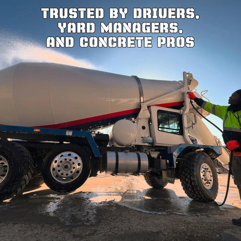 Heavy Duty Spray Concrete Remover That Melts Dried Cement To Easy Rinse Slurry While Knocking Out Stubborn Buildup without harsh fumes used on a cement mixer.
