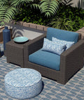 Outdoor Lumbar Pillow Covers 12x20 Inches Pack Of 2 Covers Only Fade Resistant Polyester Cushion Cases For Patio Balcony Garden All Weather Use Pebble Blue on wicker chair