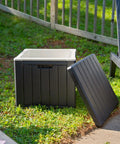 9 Gallon Outdoor Beverage Cooler with Insulated Ice Chest, black design, lid open, on grass in backyard setting