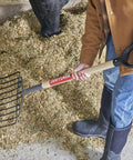Manure Fork With 30 Inch Hardwood Handle For Moving Manure Mulch Hay And Loose Materials, Heavy Duty 10 Tine Fork, used on ground