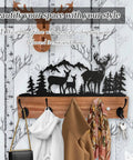 Wooden Deer Coat Rack With Five Hooks And Built-In Motion Sensor Light holding coats, keys, and bags, wall-mounted design