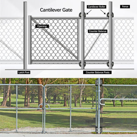 Diagram showing 4 Pack Sliding Gate Rollers With Protective Wheel Covers, Nylon Cantilever Rollers for fence gate.