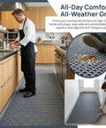 Heavy Duty Non Slip Floor Mat 4X10 Grey Drainage Rubber Deck Mat For Commercial Bars Kitchens And Pools Anti Fatigue waterproof surface in kitchen.