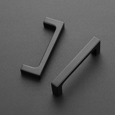 50 Pack 3 Inch Center-To-Center Matte Black Cabinet Pulls With Solid Flat Black Square Bar Drawer Handles