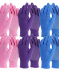 Women's Garden Gloves Set, 6 Pairs, Thorn Proof And Cut Resistant, Breathable Cotton With Enhanced Grip For Berry Picking And Outdoor Work, Pink Purple Blue