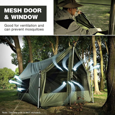 Large Hammock Hot Tent With Stove Jack Waterproof And Windproof Winter Wall Tent With Snow Skirt showing ventilation features