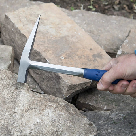 Rock Pick Hammer 13 Oz Field Geology Tool With Milled Face And Shock Reduction Grip USA Made in use by rockhounds
