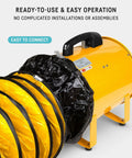 Beast 12-Inch Industrial Blower Fan with 2400 CFM, hose attached, ready-to-use kit, easy connection, dust-extracting vent for workshops