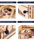 Handcrafted 3D Wooden Pinball Puzzle Kit For Adults And Teens 14 Plus Mechanical Model DIY Pinball Game Build Kit, wooden tabletop game close-up