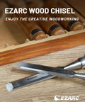 Six Piece Pro Grade Wood Chisel Set With Premium Wooden Case For Carpenters And Craftsmen displayed in beech case
