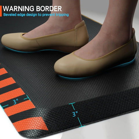 Anti Fatigue Standing Mat For Work, Industrial-Grade Ergonomic Floor Cushion With High-Density Memory Foam, Orange Border, 20 By 32 Inches, Reduces Leg And Back Pain, Durable Non-Slip Floor Mat, 1 Piece