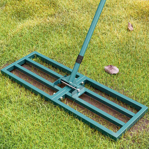 Heavy Duty Stainless Steel Lawn Leveling Rake With 78 Inch Adjustable Handle, 30x10 Inch Ground Leveler for smoothing soil