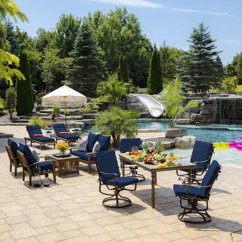 Outdoor Deep Seat Cushion Set 24x24 inches weatherproof rain proof fade resistant patio cushions for chairs sofas and couches sapphire blue