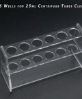 Clear Acrylic Test Tube Holder Rack For 25ml Centrifuge Tubes Six Wells Holds 13 to 20mm Tubes Securely