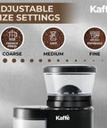Adjustable size settings for Level Up Your Coffee Game With This Heavy Duty Electric Flat Burr Grinder in matte black.