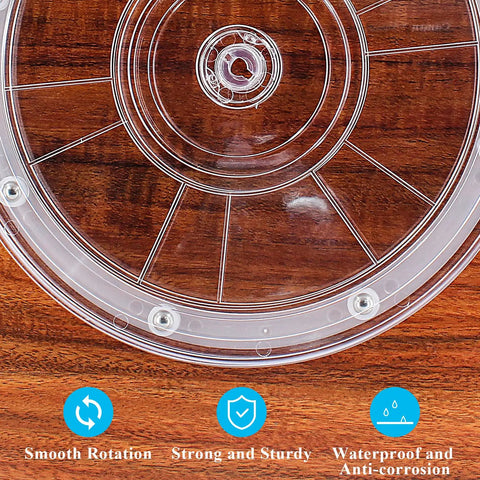2 Pack Super Slick Acrylic Turntable Platter 6 Inch Crystal Clear Rotating Display Stand, top view showing smooth surface.