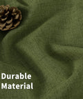 Dark Green Faux Linen Curtains For Kitchen Window Light Filtering Textured Drapes With Rod Pocket And Back Tab material close-up
