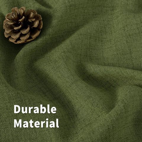 Dark Green Faux Linen Curtains For Kitchen Window Light Filtering Textured Drapes With Rod Pocket And Back Tab material close-up